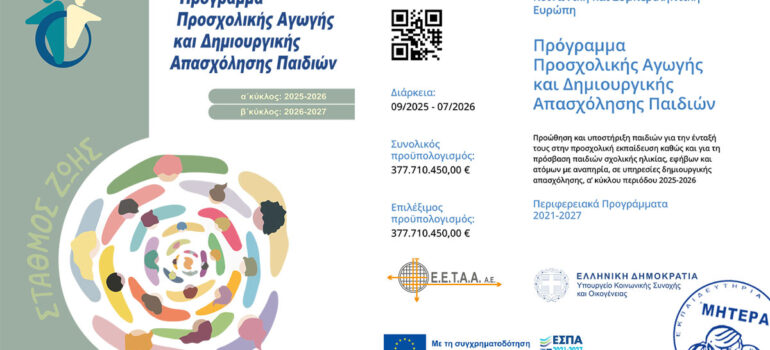 Πρόγραμμα Προσχολικής Αγωγής και Δημιουργικής Απασχόλησης Παιδιών 2025-2026
